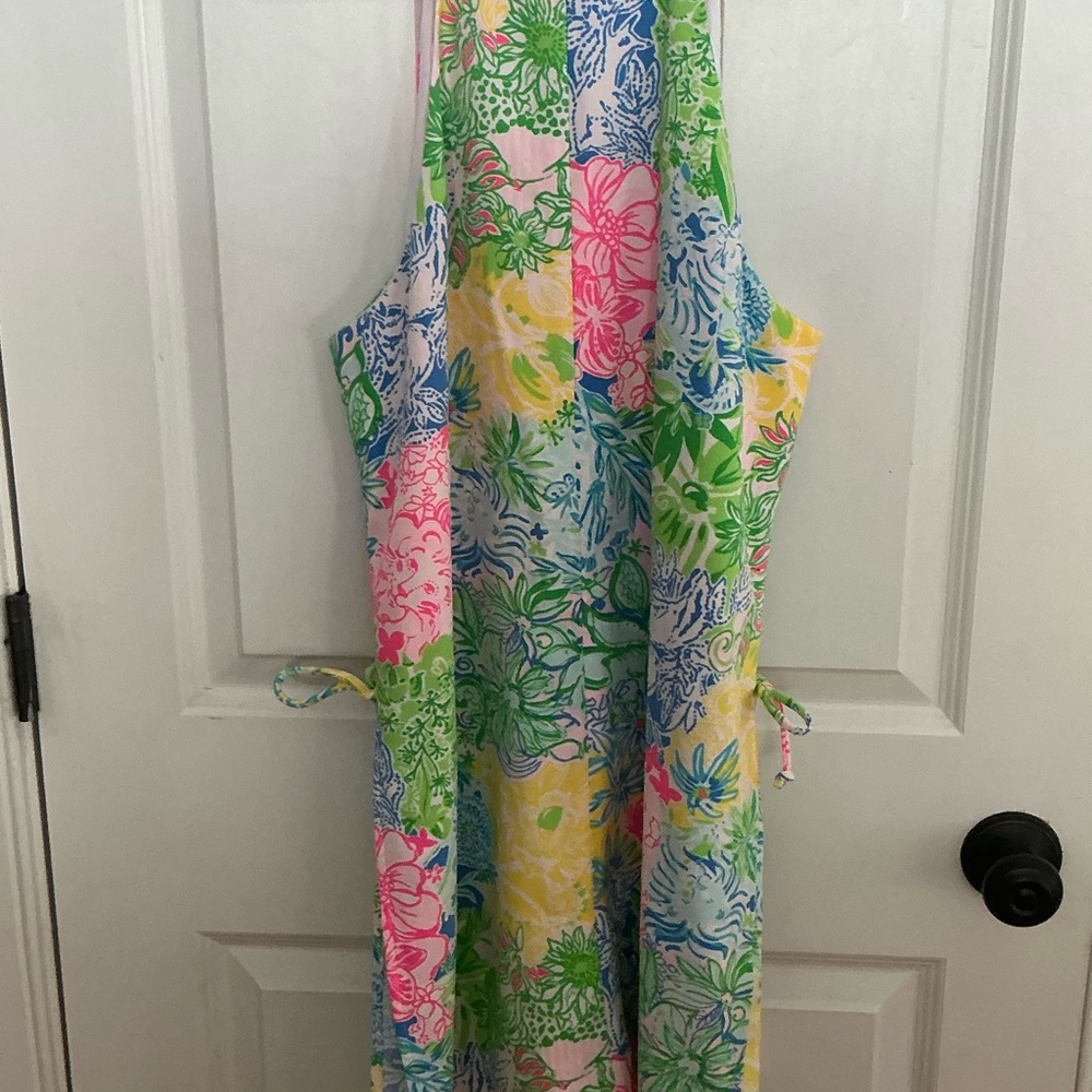 Lilly Pulitzer Pearl romper dress Multi Cheek to Cheek patch sz 12 - Picture 4 of 6